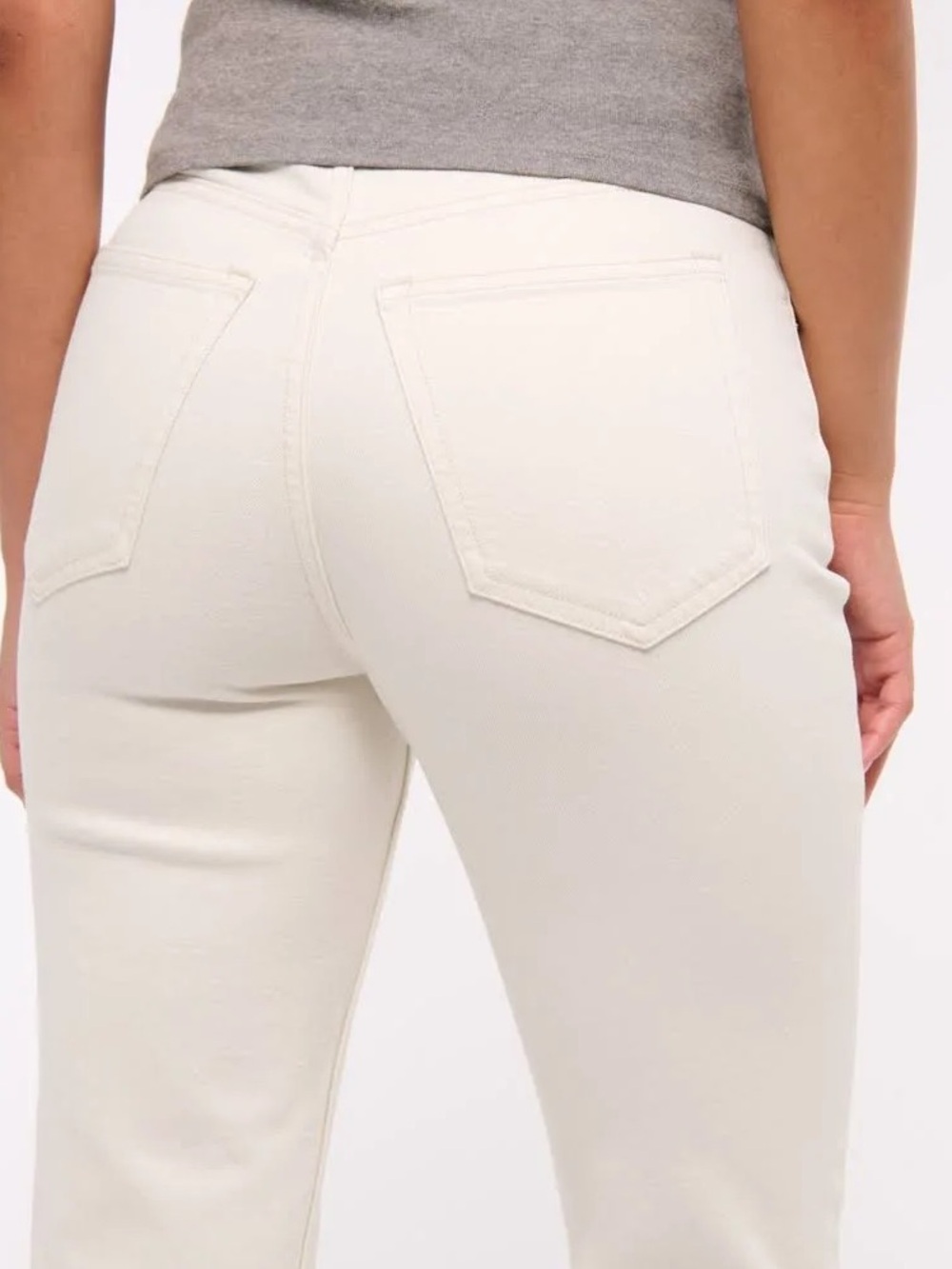 Abercrombie & Fitch Curve Love Ankle Straight Ultra High Rise Jean White Size 31 - Picture 7 of 8